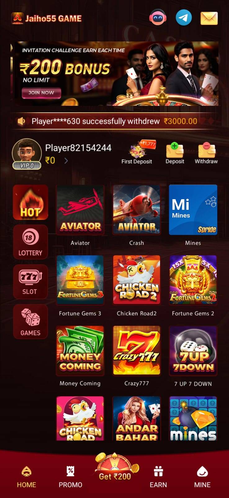 Jaiho55 APK download logo with red-gold spade icon and premium gaming background